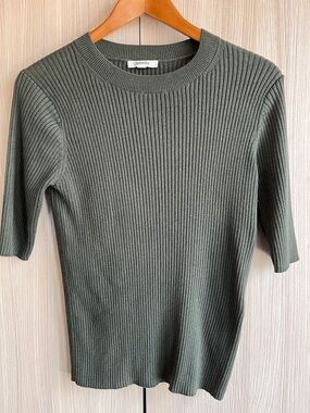 Splendid Olive Green Ribbed Crew Neck Sweater